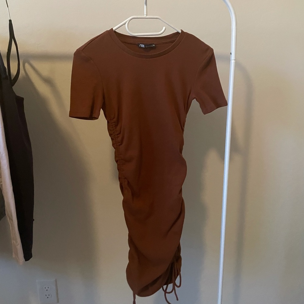 Zara ruched side tie bodycon dress